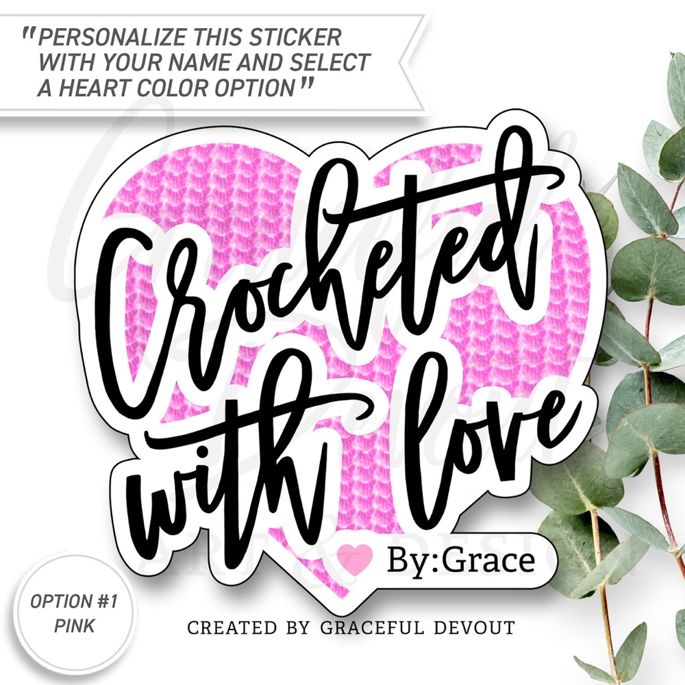 Crocheted With Love - 2" (inches)(48ct.) Stickers